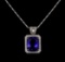 18KT White Gold 16.95 ctw Tanzanite and Diamond Pendant