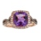 2.82 ctw Amethyst, Brown Diamond and Diamond Ring - 10KT Rose Gold