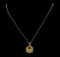 4.82 ctw Citrine Quartz and Diamond Pendant With Chain - 14KT Yellow Gold