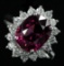 4.16 ctw Pink Rhodolite and Diamond Ring - 14KT White Gold