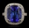 14KT White Gold 17.22 ctw GIA Cert Tanzanite and Diamond Ring