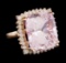 34.86 ctw Kunzite and Diamond Ring - 14KT Rose Gold