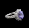 2.97 ctw Tanzanite and Diamond Ring - 14KT White Gold