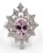 2.87 Carat Pear Cut Morganite Diamond Wedding Engagement Ring in 14k White Gold