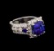 4.94 ctw Tanzanite, Sapphire and Diamond Ring - 14KT White Gold