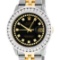 Rolex Mens 2 Tone Black String VS 3CTW Channel Set Diamond Datejust Wristwatch