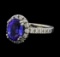 2.91 ctw Tanzanite and Diamond Ring - 14KT White Gold