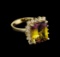 5.04 ctw Ametrine and Diamond Ring - 14KT Yellow Gold