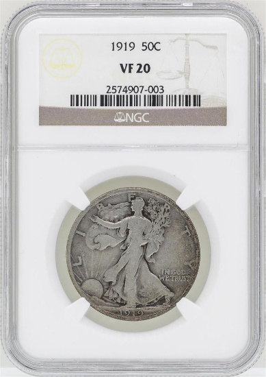 1919 Walking Liberty Half Dollar Coin NGC VF20