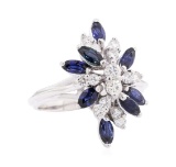 1.40 ctw Sapphire and Diamond Ring - 14KT White Gold