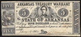 1862 $5 State of Arkansas Treasury Warrant Note