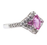 1.48 ctw Pink Sapphire Ring - 14KT White Gold