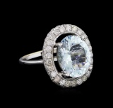 3.73 ctw Aquamarine And Diamond Ring - 14KT White Gold