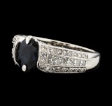 1.37 ctw Sapphire and Diamond Ring - 18KT White Gold