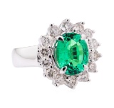 4.60 ctw Tsavorite And Diamond Ring - 14KT White Gold