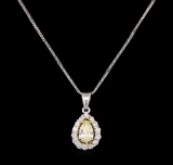 1.42 ctw Diamond Pendant With Chain - 14KT White Gold