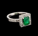 14KT White Gold 0.25 ctw Emerald and Diamond Ring