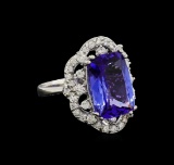 7.78 ctw Tanzanite and Diamond Ring - 14KT White Gold