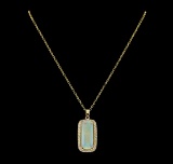 16.45 ctw Opal and Diamond Pendant With Chain - 14KT Yellow Gold