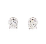 1.00 ctw Diamond Stud Earrings - 14KT White Gold