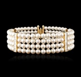 14KT Yellow Gold Pearl and Diamond Choker