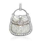 18k White Gold 0.45CTW Mother Of Pearl and Diamond Pendant, (I1-I2/White/H-I)