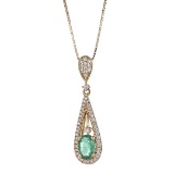 0.36 ctw Emerald and Diamond Pendant - 18KT Yellow Gold