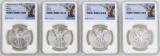 Lot of (4) 1982Mo Mexico Libertad Onza Silver Coins NGC MS65
