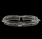 0.60 ctw Ruby and Diamond Bracelet - 14KT White Gold