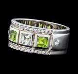 Crayola 0.90 ctw Peridot and White Sapphire Ring - .925 Silver