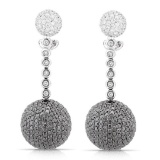 18k White Gold 6.34CTW Diamond and Black Diamondsand Brown Diamonds Earrings, (V