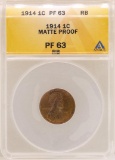 1914 Lincoln Wheat Cent Matte Proof Coin ANACS PF63RB