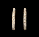 3.04 ctw Diamond Hoop Earrings - 18KT Rose Gold