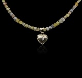 14KT White Gold 32.44 ctw Rough Diamond Necklace With Charm