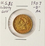 1907-D $5 Liberty Head Half Eagle Gold Coin