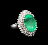 GIA Cert 10.05 ctw Emerald and Diamond Ring - 14KT White Gold