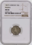 1867C Germany 1 Silber Groschen Prussia Coin NGC MS66
