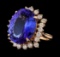 14.54 ctw Tanzanite and Diamond Ring - 14KT Rose Gold