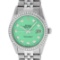 Rolex Mens Stainless Steel Green Diamond 36MM Datejust Wristwatch