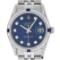 Rolex Mens Stainless Steel Diamond Lugs Blue Diamond & Sapphire Datejust Wristwa