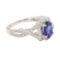 1.36 ctw Sapphire and Diamond Ring - 18KT White Gold