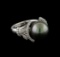 Pearl and Diamond Ring - 14KT White Gold