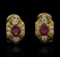 1.40 ctw Ruby and Diamond Earrings - 18KT Yellow Gold