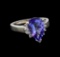 3.62 ctw Tanzanite and Diamond Ring - 14KT White Gold