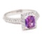 1.78 ctw Purple Sapphire And Diamond Ring - 18KT White Gold