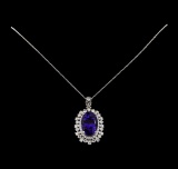 20.96 ctw Tanzanite and Diamond Pendant With Chain - 14KT White Gold