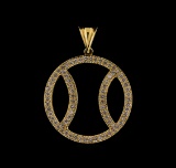 1.00 ctw Diamond Baseball Pendant - 14KT Yellow Gold