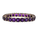 41.20 ctw Amethyst and Diamond Bangle Bracelet - 14KT Yellow Gold