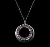 14KT White Gold 1.00 ctw Pink Sapphire Pendant With Chain