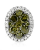 14k White Gold 0.48CTW Diamond and Green Dia Pendant, (SI/H)